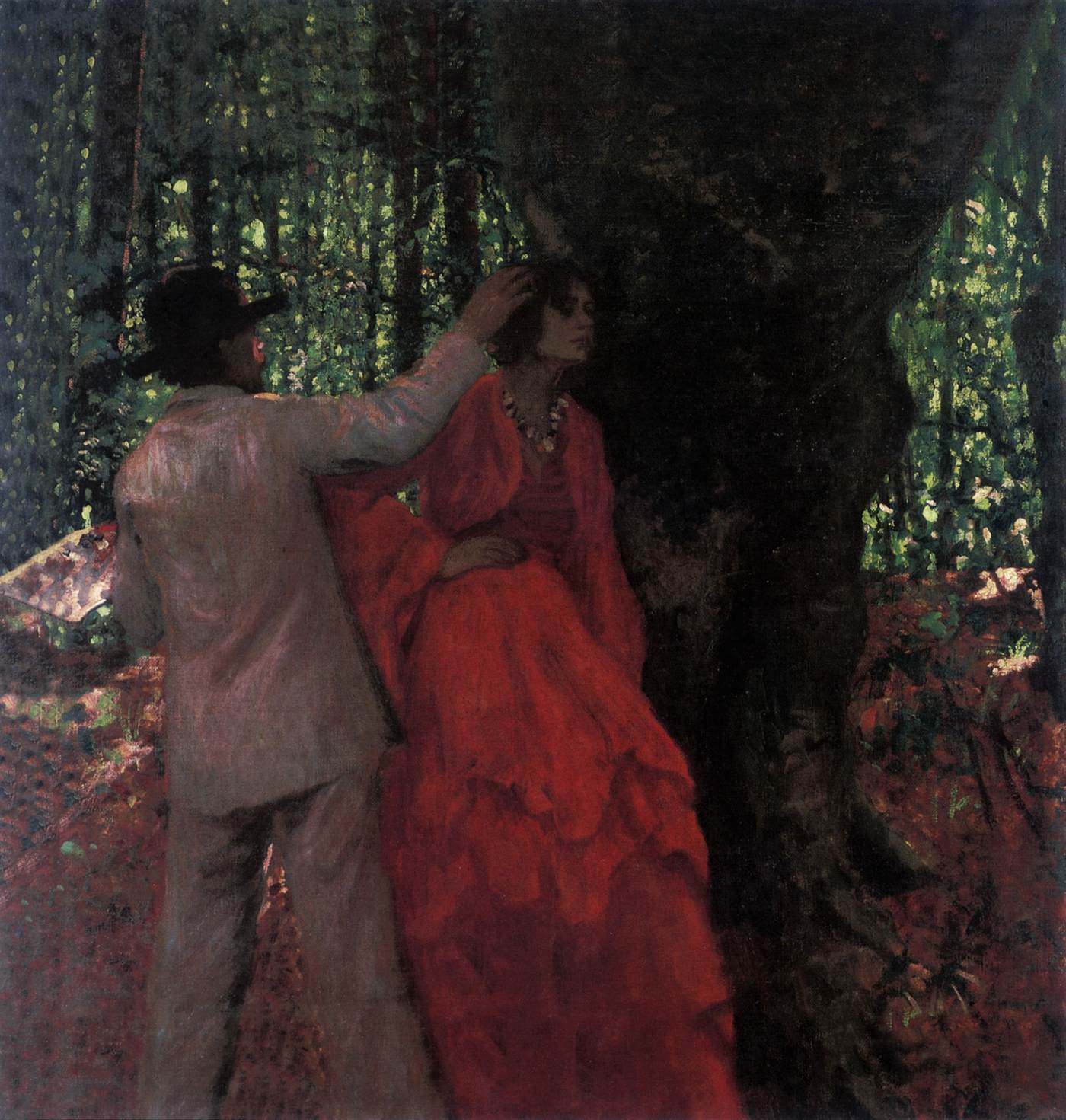 Painter and Model in the Woods by FERENCZY, Károly