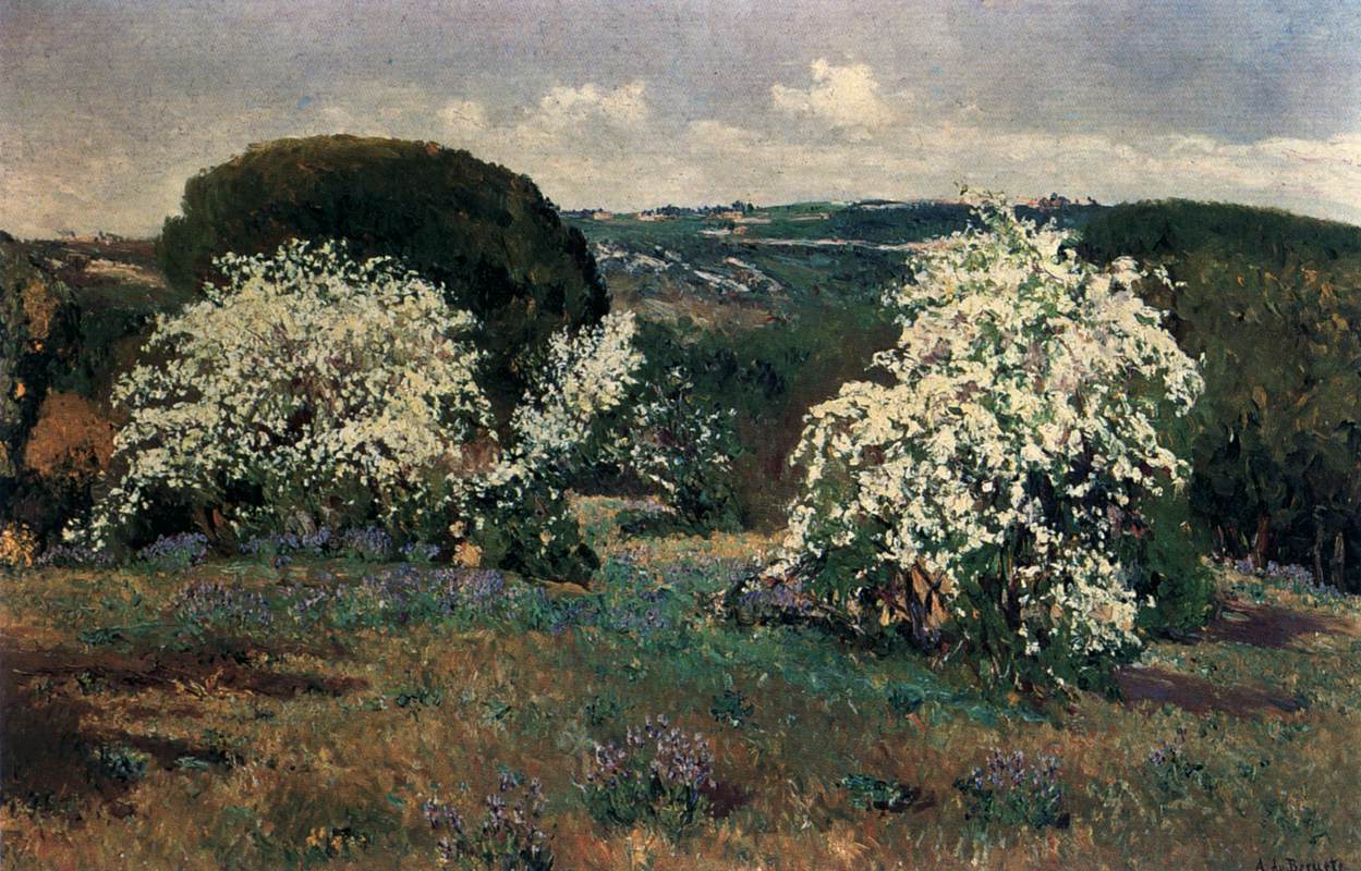 Hawthorn in Blossom by BERUETE, Aureliano