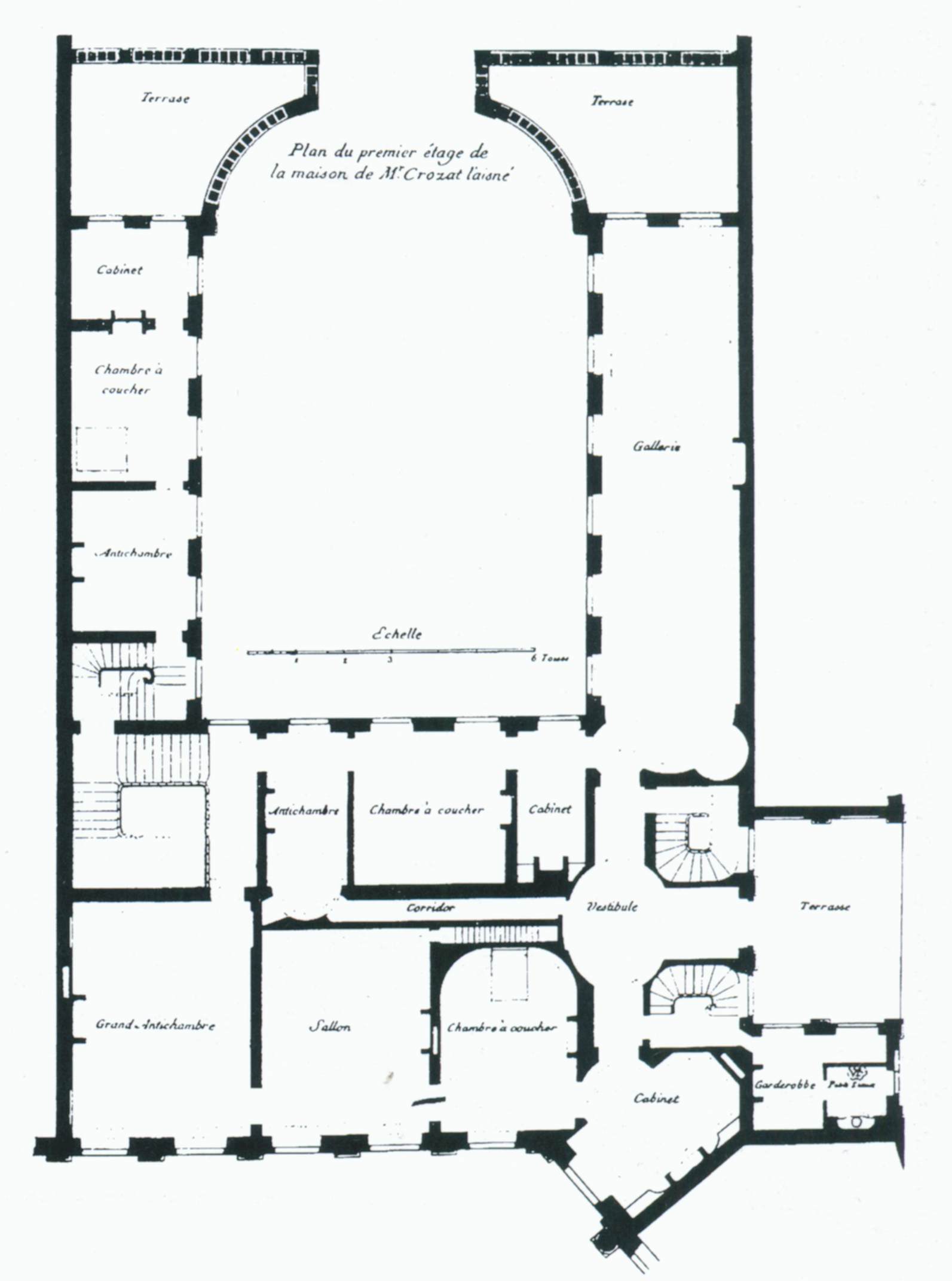 Hôtel Crozat: plan of first floor by BULLET, Pierre