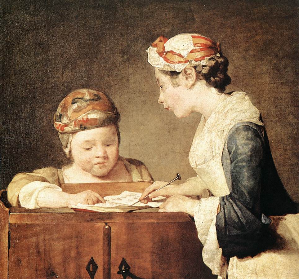 The Young Schoolmistress by CHARDIN, Jean-Baptiste-Siméon