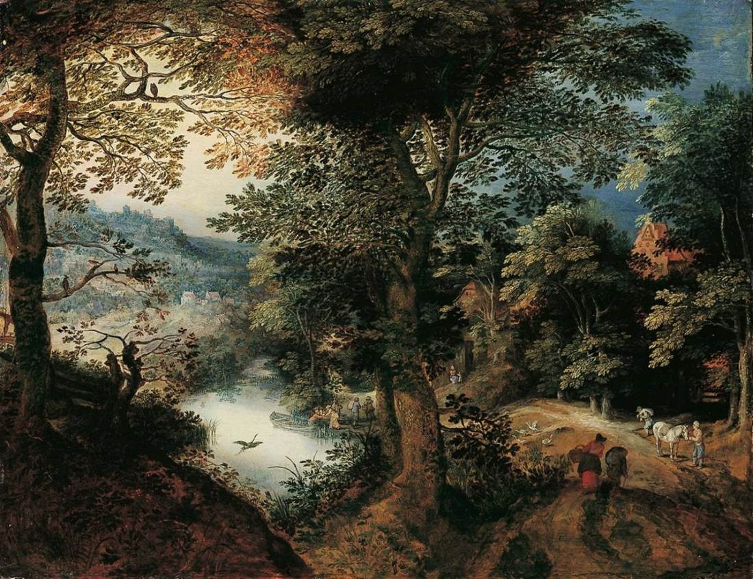 Forest Landscape with Peasants by