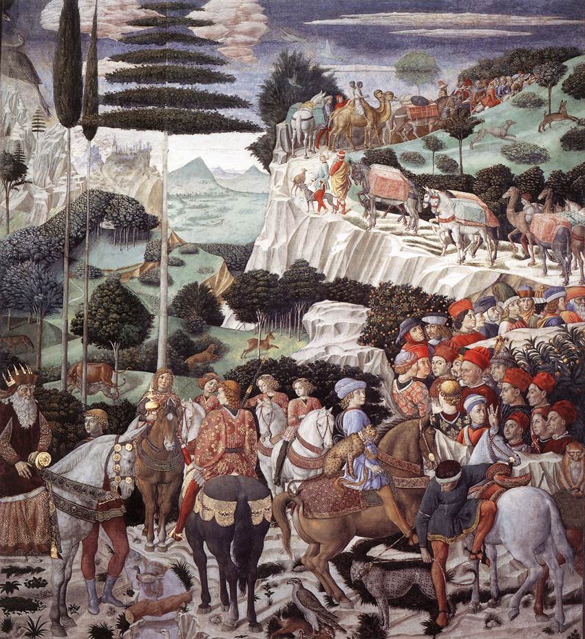 Procession of the Oldest King (west wall) by GOZZOLI, Benozzo