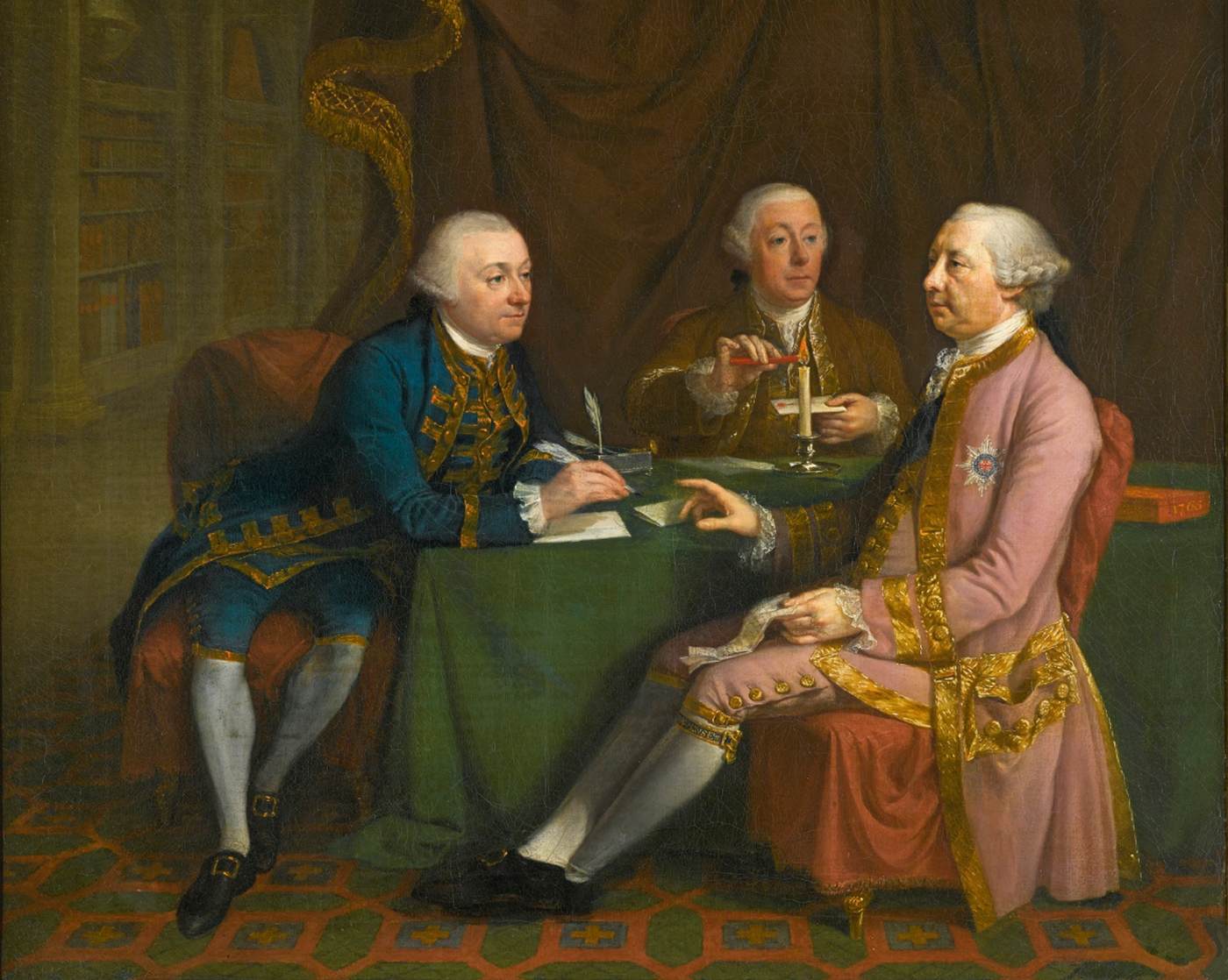 Portrait of George Montagu Dunk with his Two Secretaries by HAMILTON, Hugh Douglas