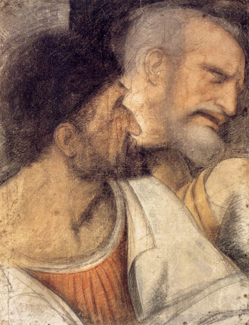 Heads of Judas and Peter by LEONARDO da Vinci