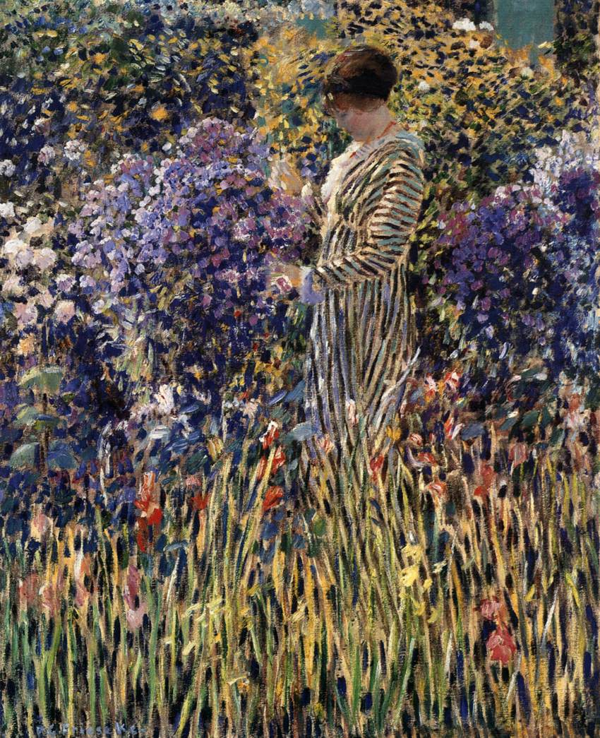 Lady in a Garden by FRIESEKE, Frederick Carl