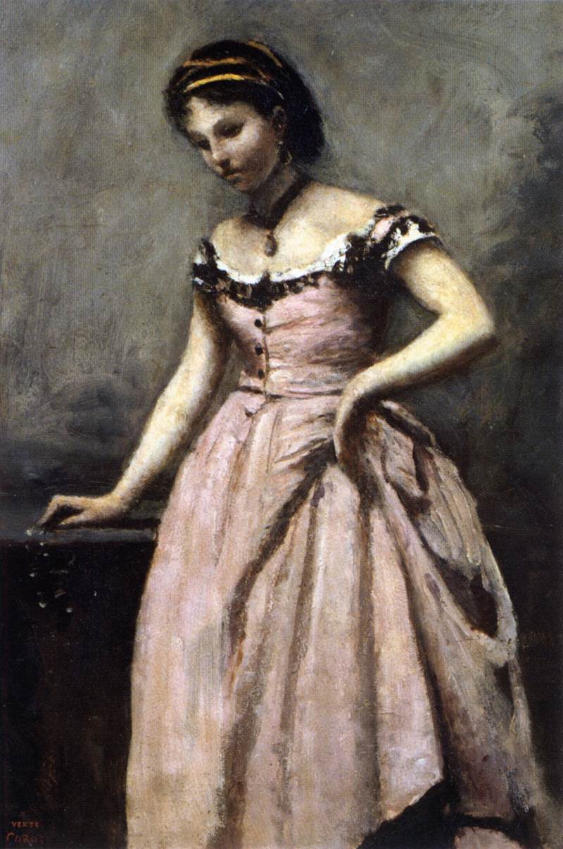 Young Woman in Pink Dress by