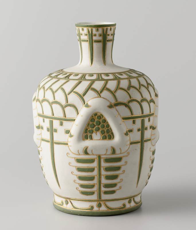 Vase with relief triangles by LE COMTE, Adolf