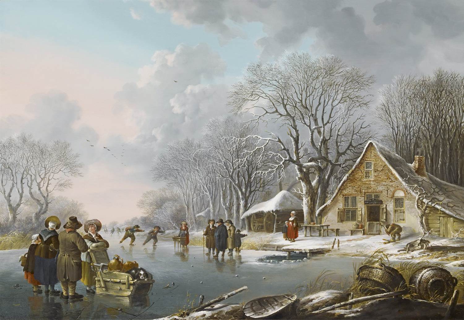 Winter Landscape with Skaters and a Tavern by