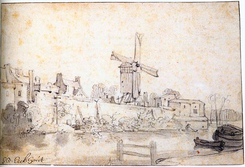 The City Walls of Delft with the Mill Called The Rose by EECKHOUT, Gerbrand van den