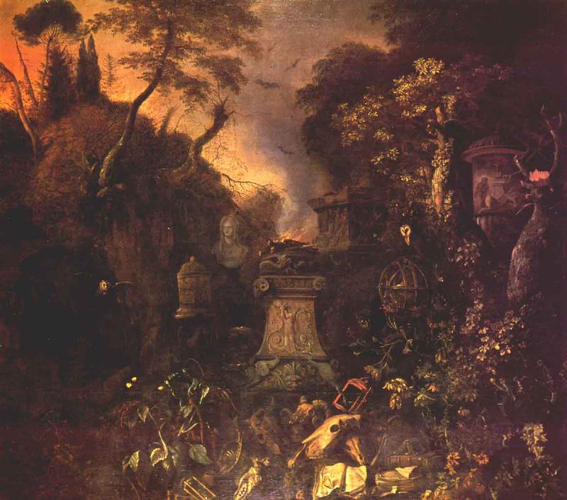 Landscape with a Graveyard by Night by WITHOOS, Matthias