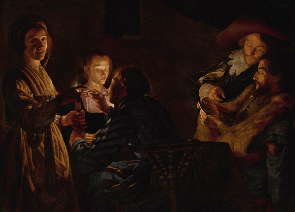 Card Players by Candlelight by COSTER, Adam de