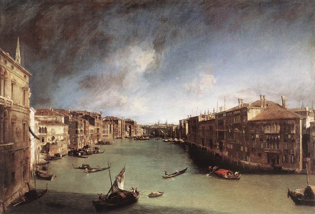 Grand Canal, Looking Northeast from Palazo Balbi toward the Rialto Bridge by CANALETTO