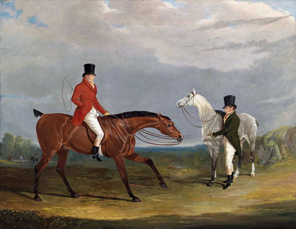 Two Gentlemen with Their Hunters by HERRING, John Frederick the Elder