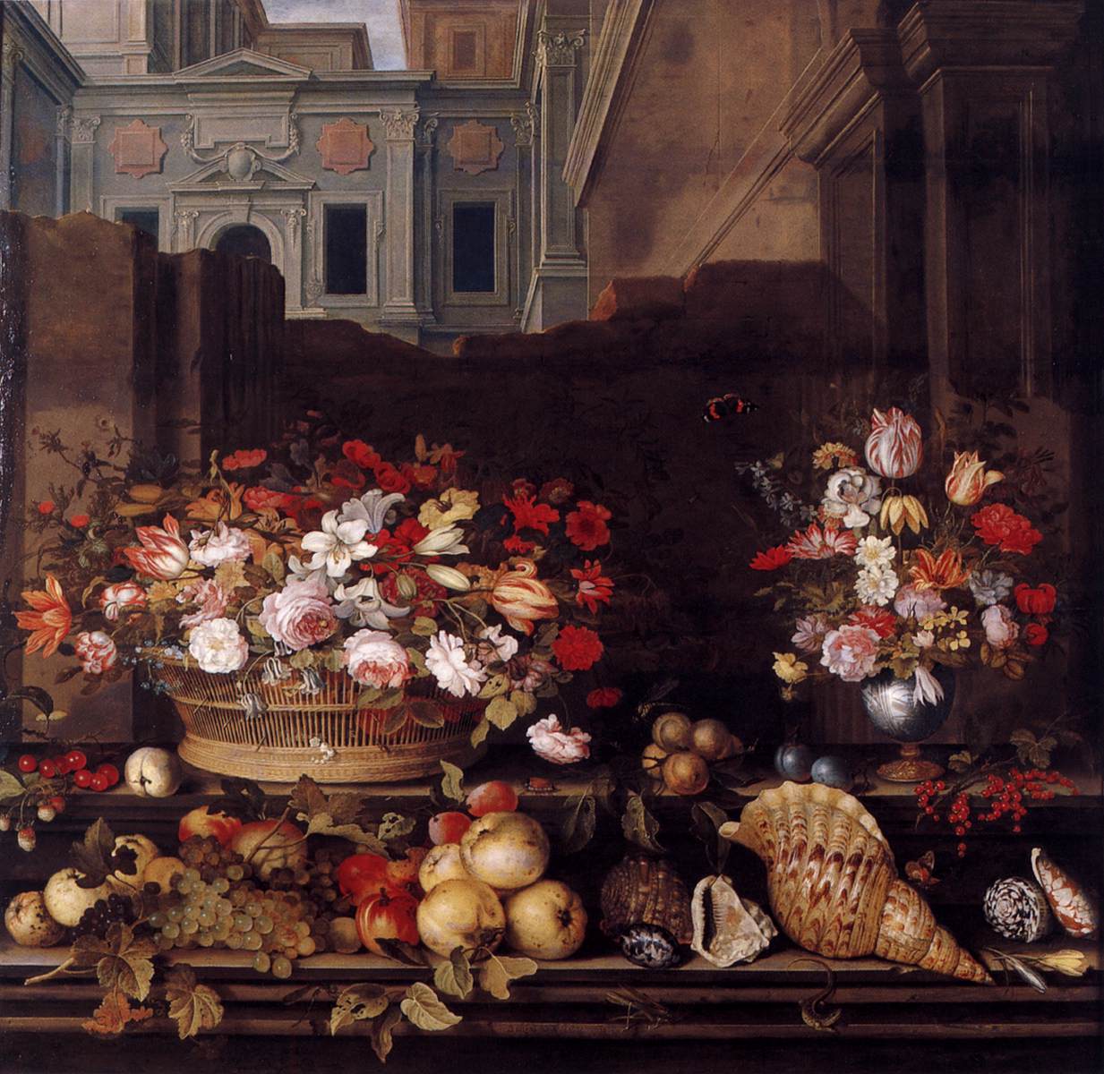 Still-Life with Flowers, Fruit, and Shells by AST, Balthasar van der