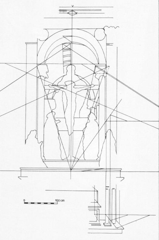 Trinity (scheme of the perspective) by MASACCIO