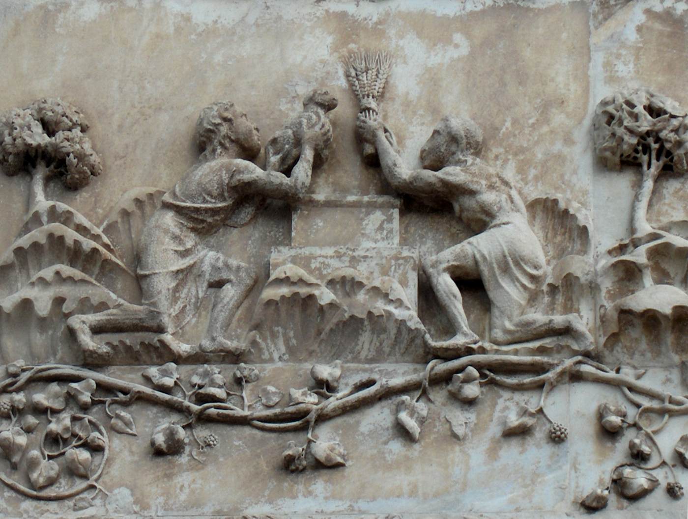 Reliefs on pier 1: Scene 10 (detail) by