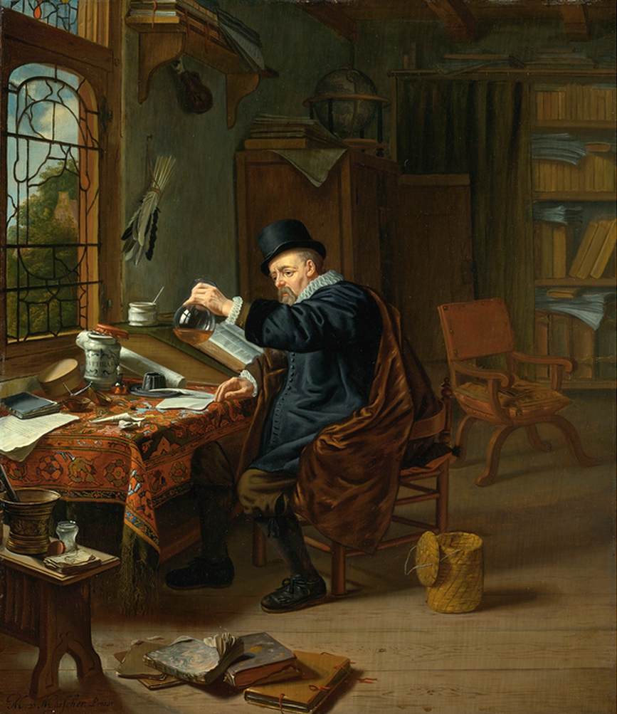 A Doctor in His Studio by MUSSCHER, Michiel van