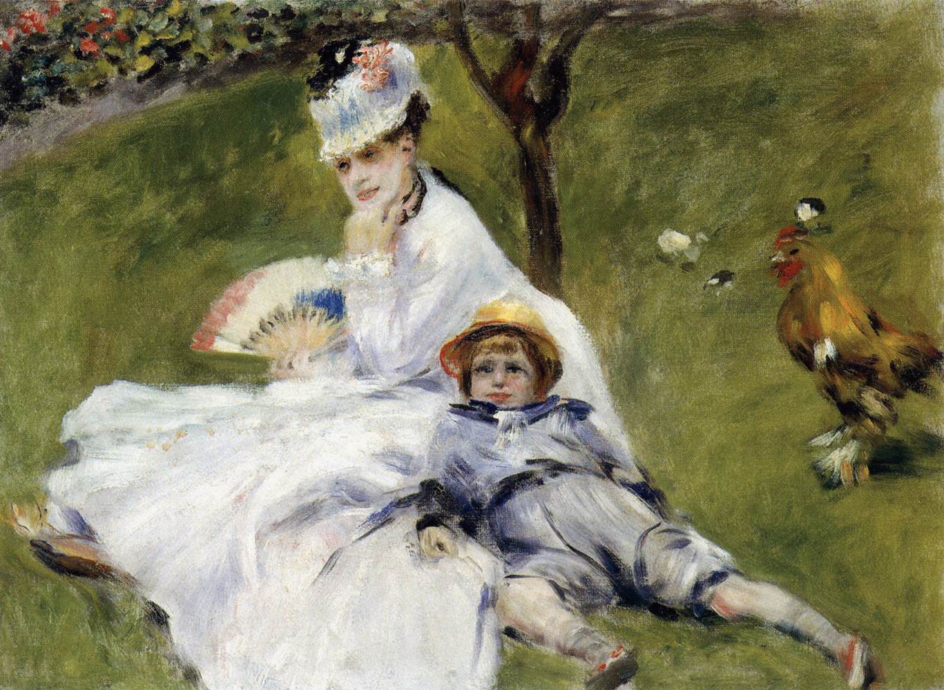 Camille Monet and Her Son Jean in Their Garden by RENOIR, Pierre-Auguste