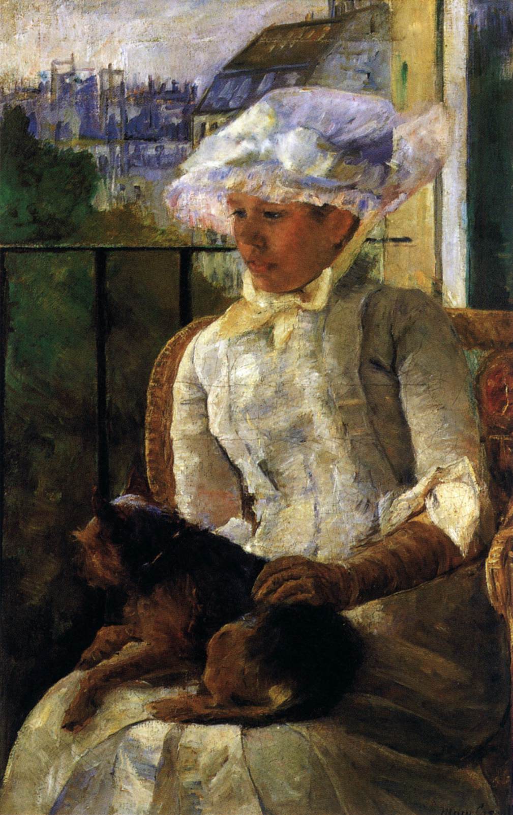 Susan on a Balcony Holding a Dog by CASSATT, Mary