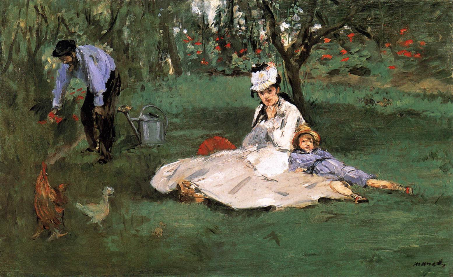 The Monet Family in Their Garden at Argenteuil by MANET, Edouard