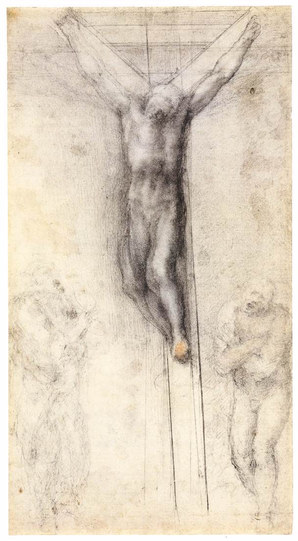 Christ on the Cross with the Virgin and St John (recto) by MICHELANGELO Buonarroti