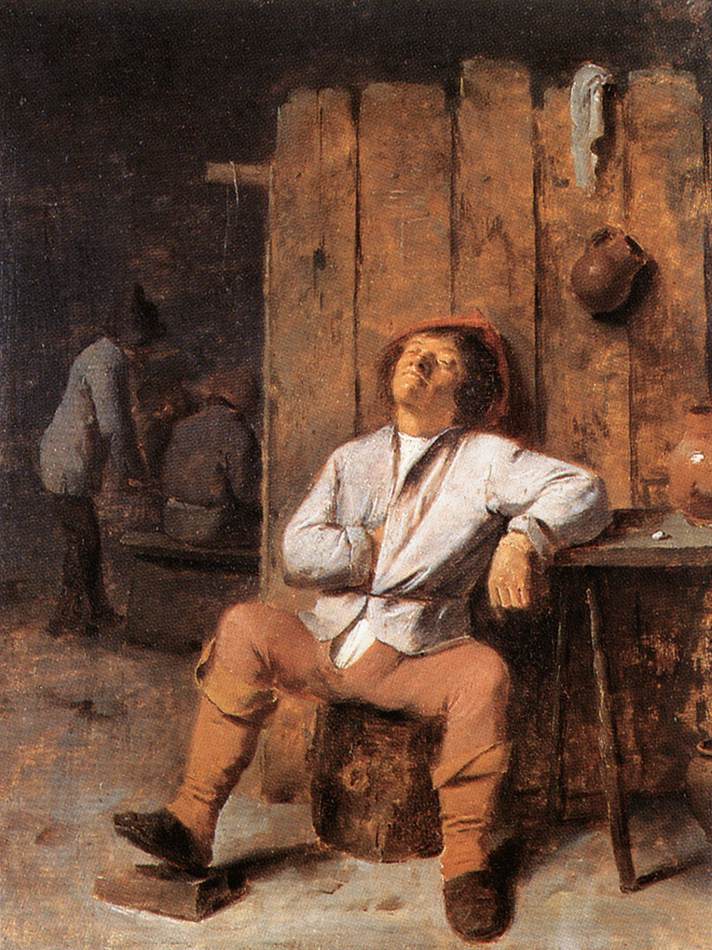 A Boor Asleep by BROUWER, Adriaen