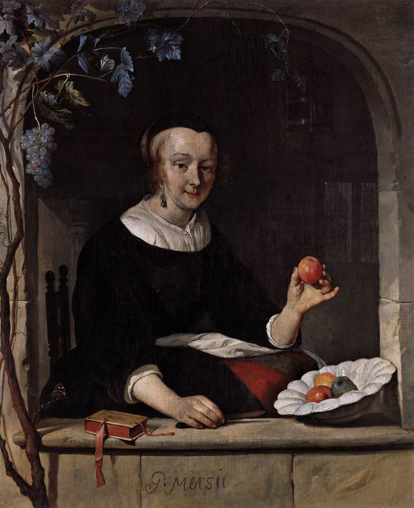 Lady Seated in a Window by METSU, Gabriel