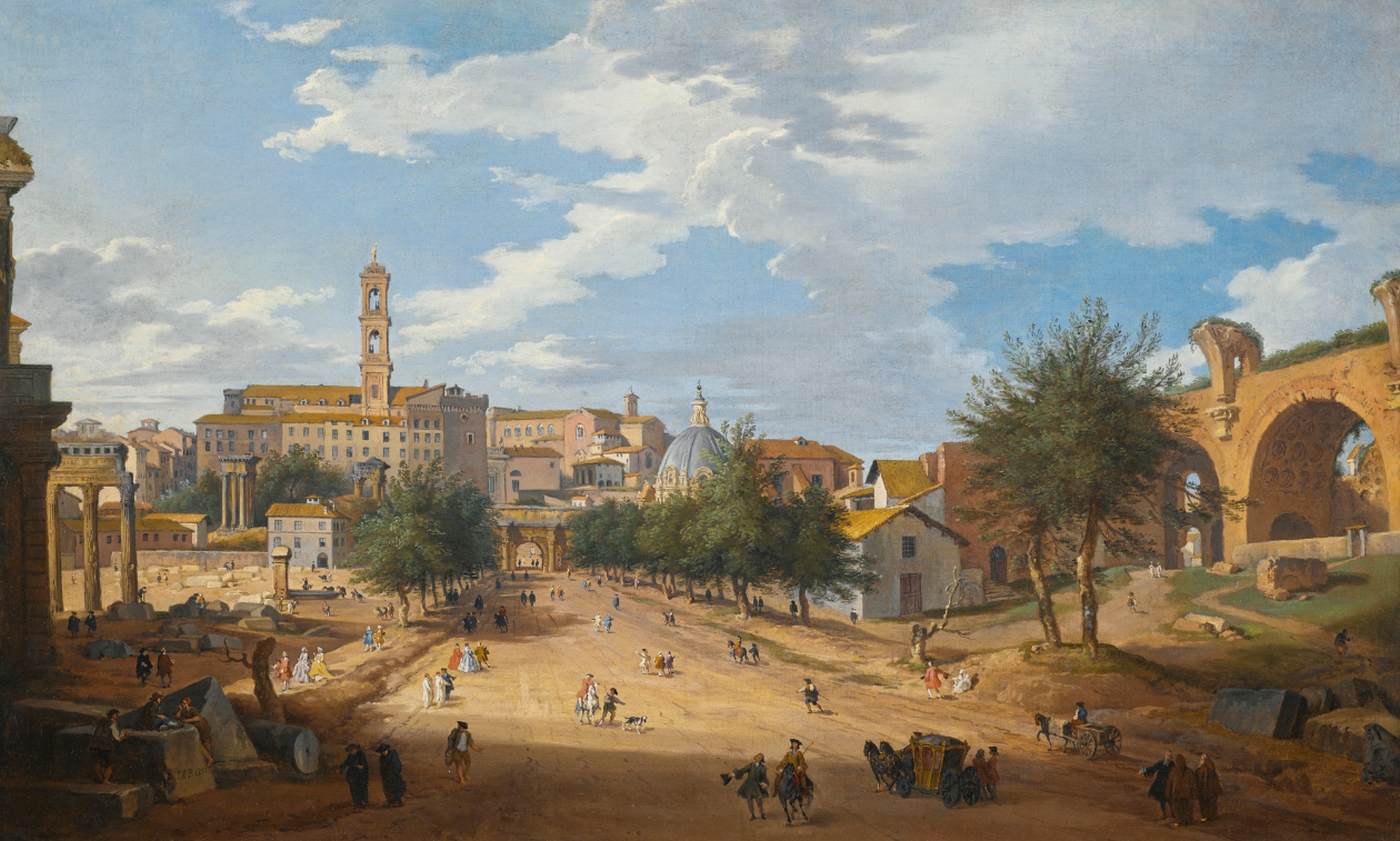 View of the Forum Looking towards the Capitol by PANNINI, Giovanni Paolo