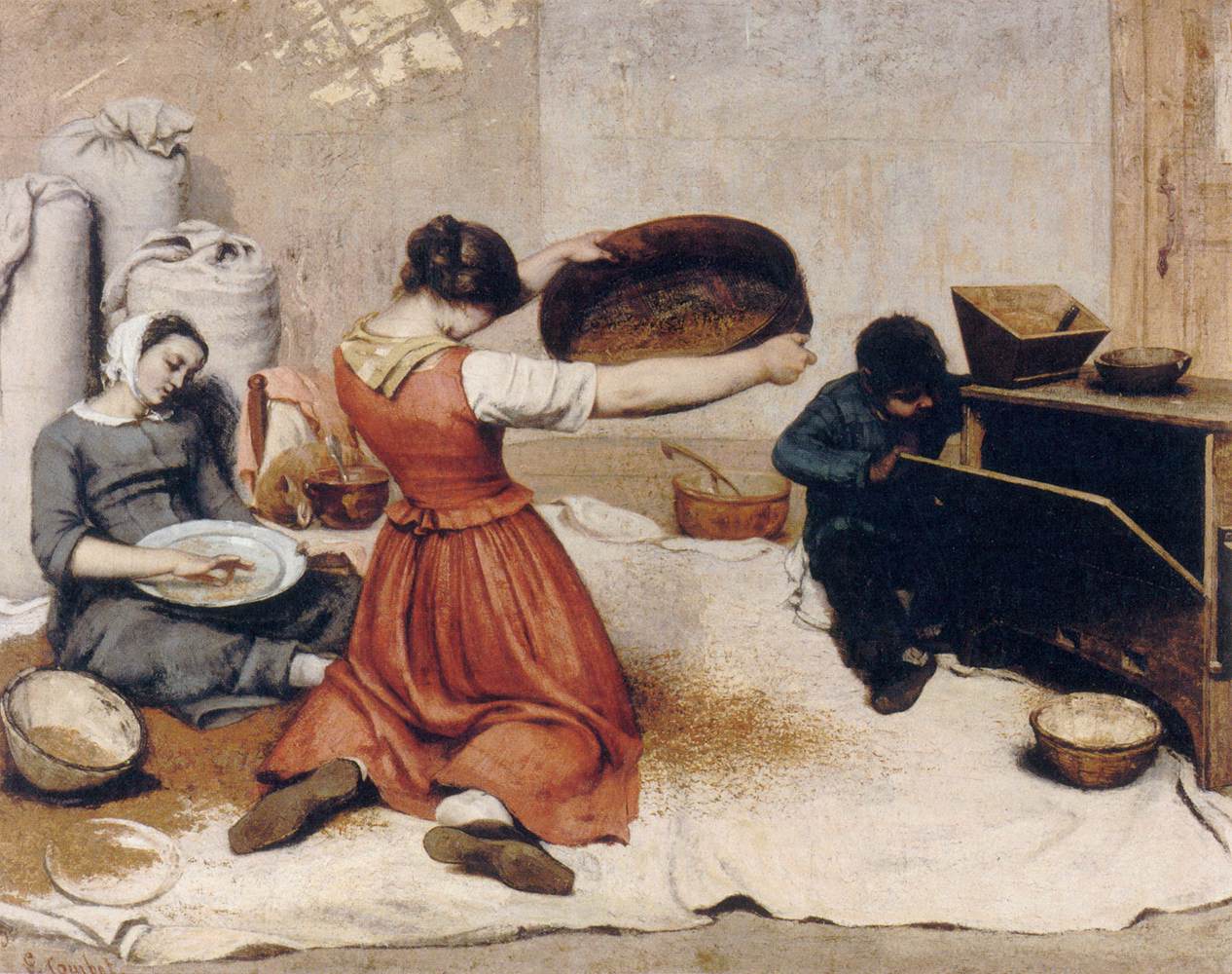 The Grain Sifters by COURBET, Gustave