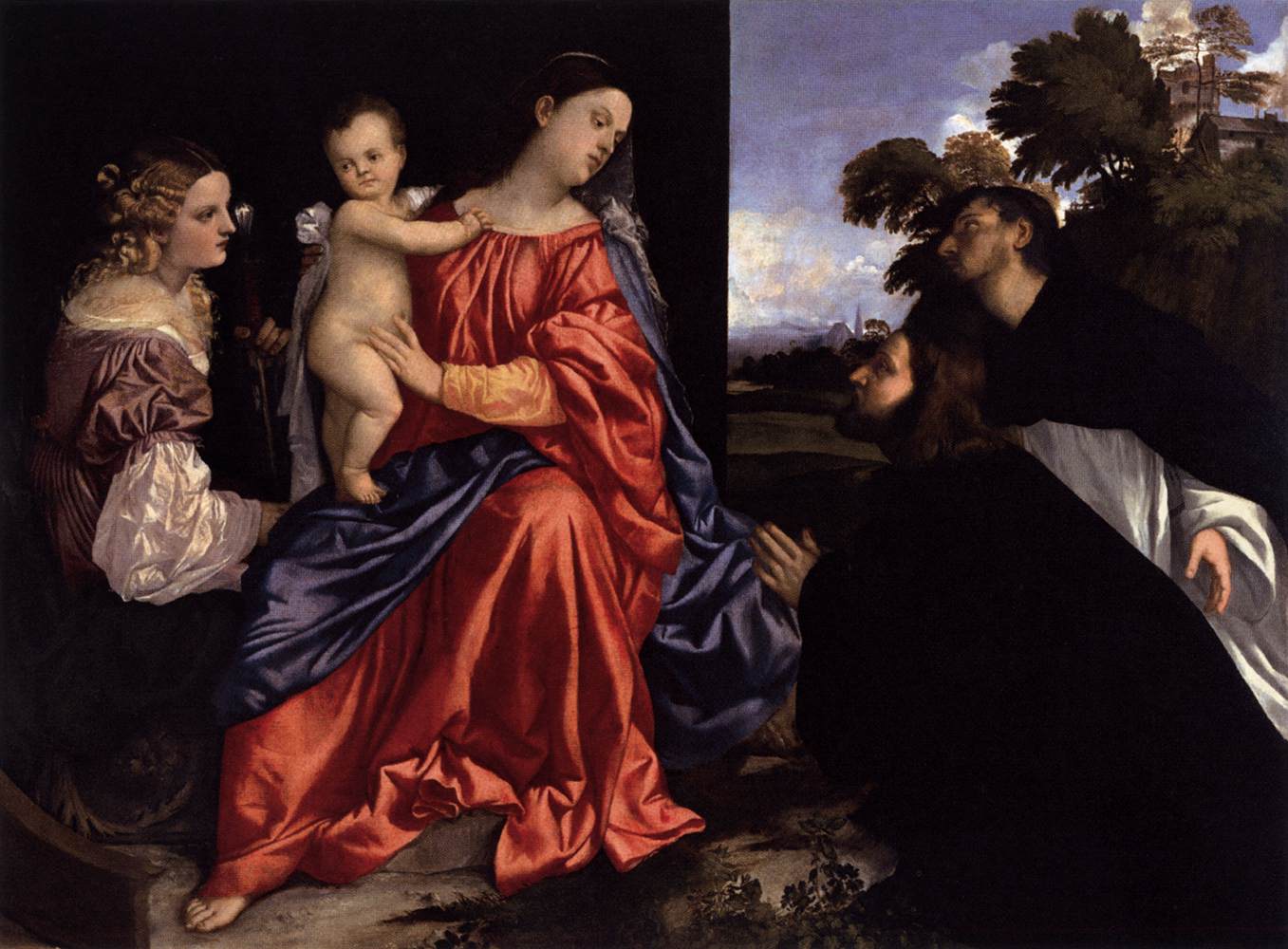 Madonna and Child with Sts Catherine and Dominic and a Donor by