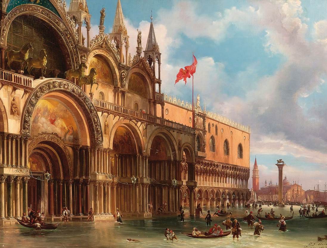 View of Piazza San Marco, Venice, with the Acqua Alta by MOJA, Federico