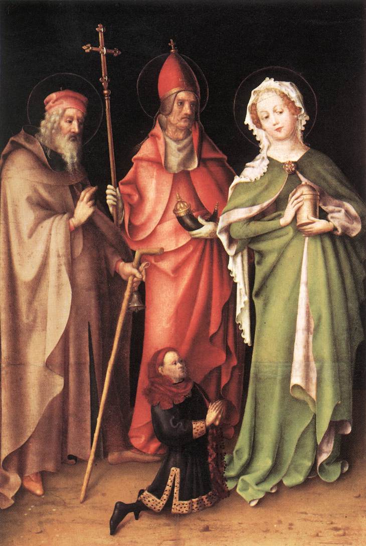 Sts Anthony the Hermit, Cornelius and Mary Magdalen with a Donor by LOCHNER, Stefan