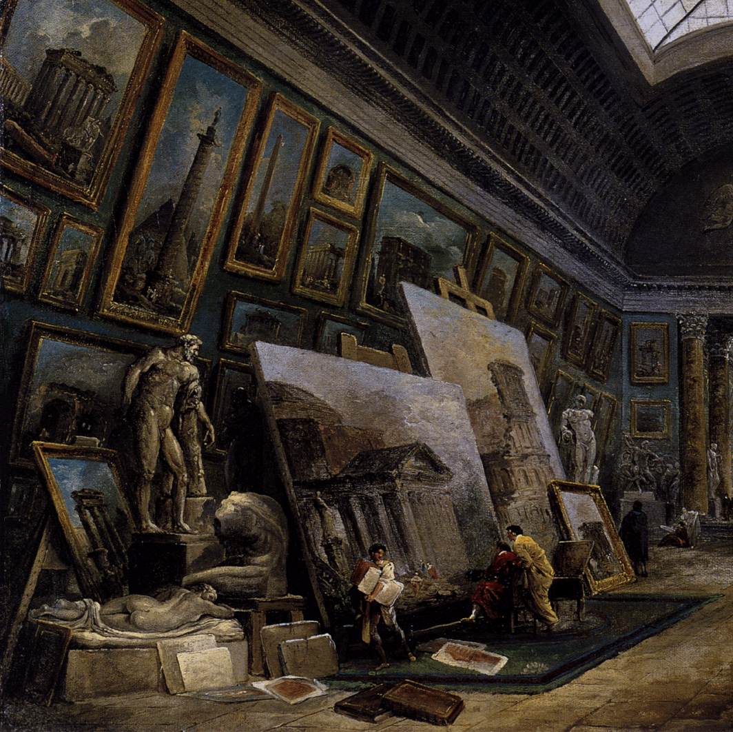 Imaginary View of the Grande Galerie in the Louvre (detail) by