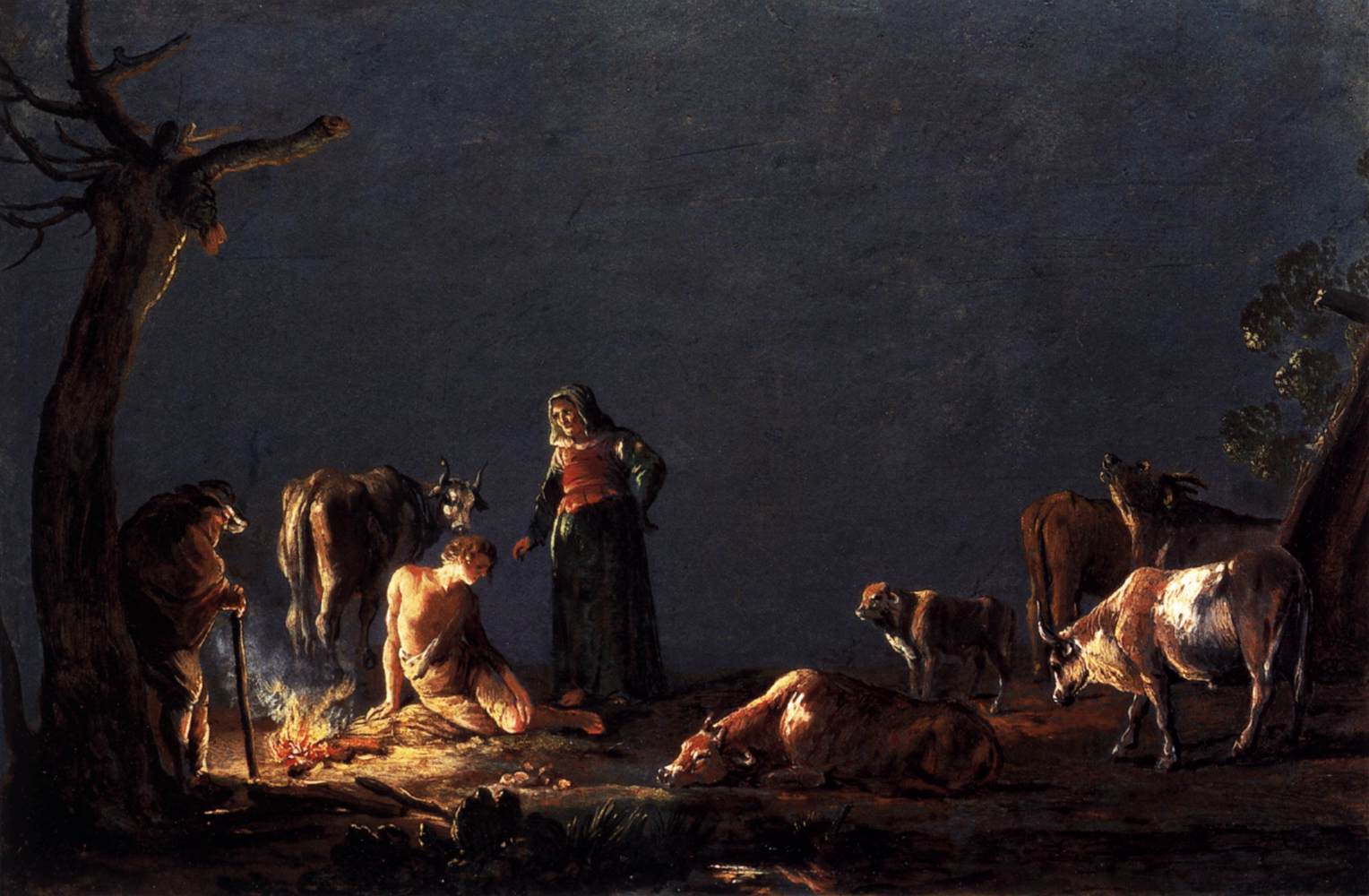 Peasants by a Fire by BRAMER, Leonaert