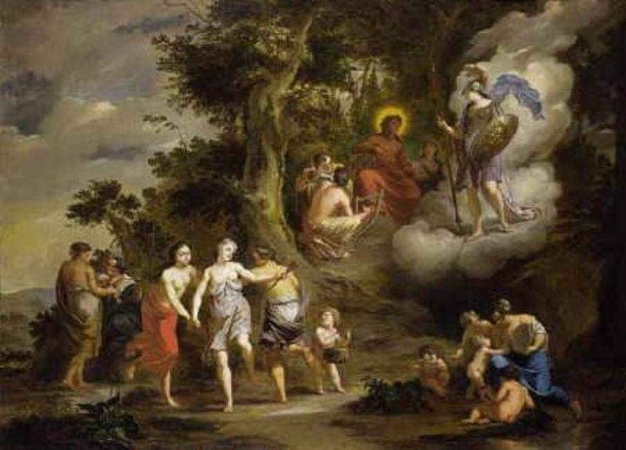 Pallas Athene Visiting Apollo on the Parnassus by HOUBRAKEN, Arnold