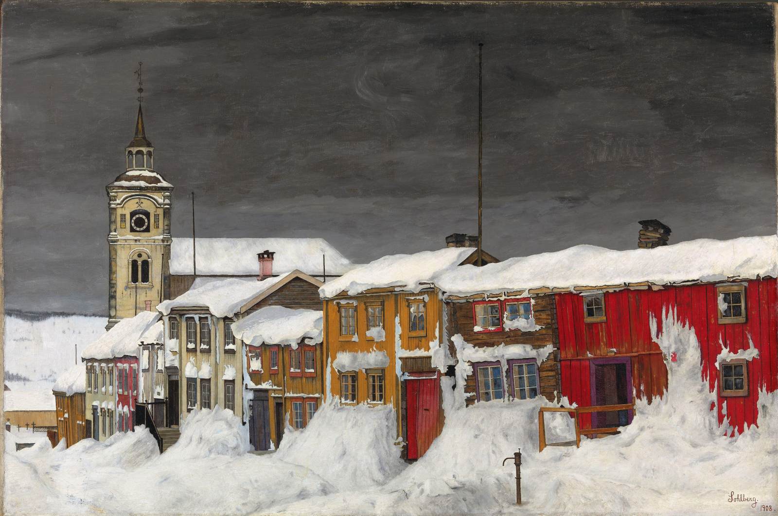 Street in Røros in Winter by SOHLBERG, Harald Oskar