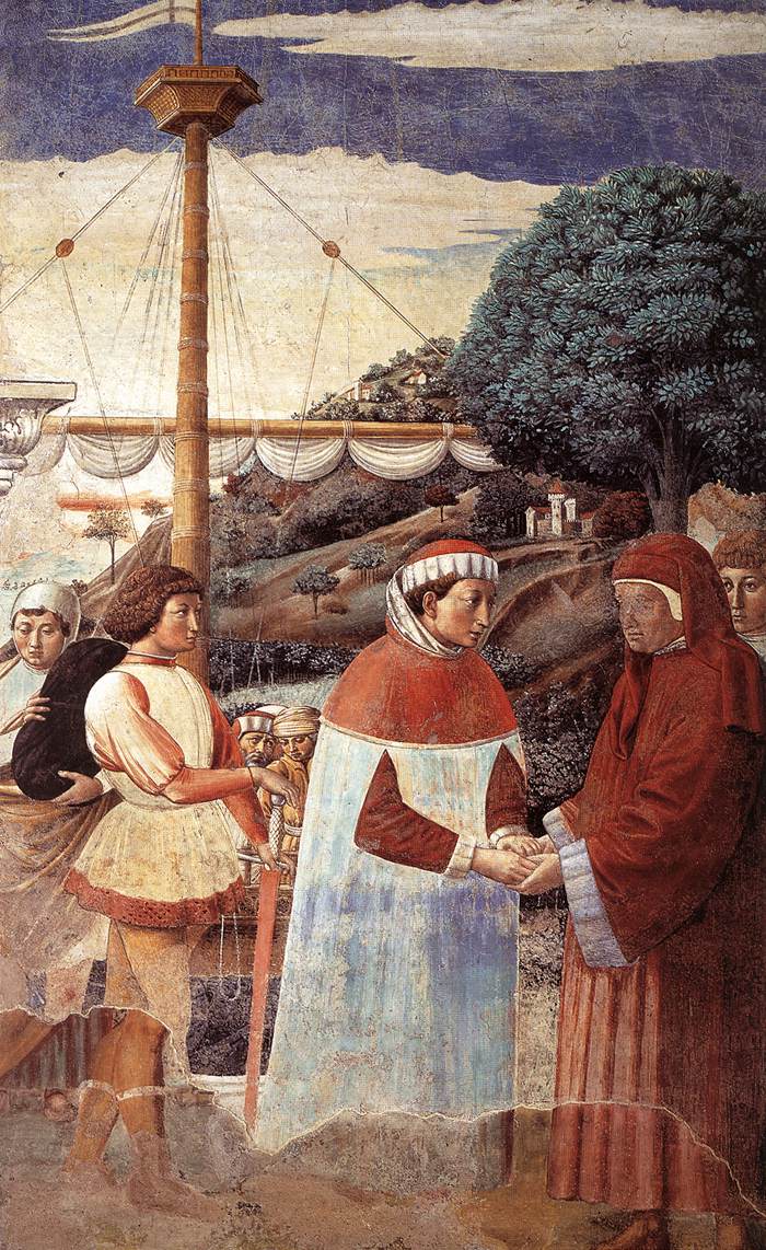 Disembarkation at Ostia (scene 5, east wall) by GOZZOLI, Benozzo