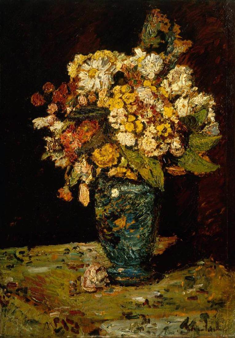 Flowers in Blue Vase by MONTICELLI, Adolphe