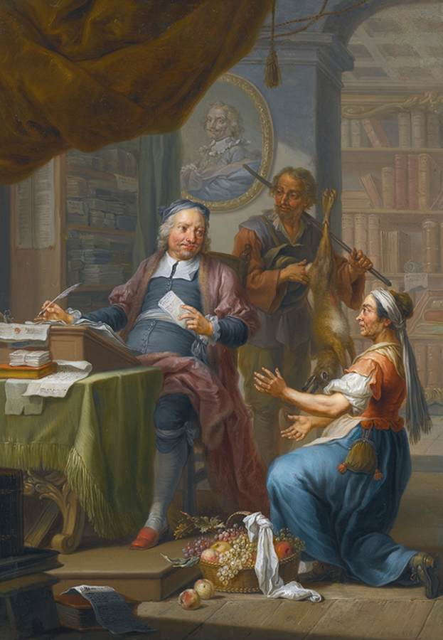 An Agent Collecting Taxes from a Hunter and a Farmer's Wife by JANNECK, Franz Christoph