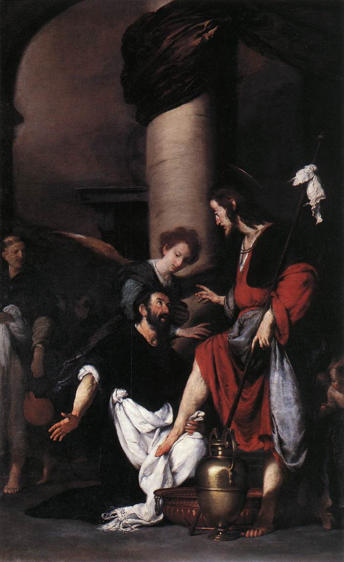 St Augustine Washing the Feet of Christ by STROZZI, Bernardo