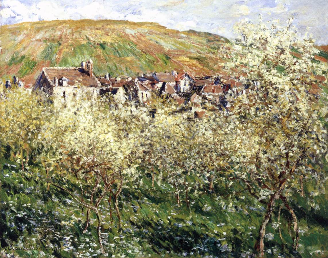 Plum Trees in Bloom by MONET, Claude