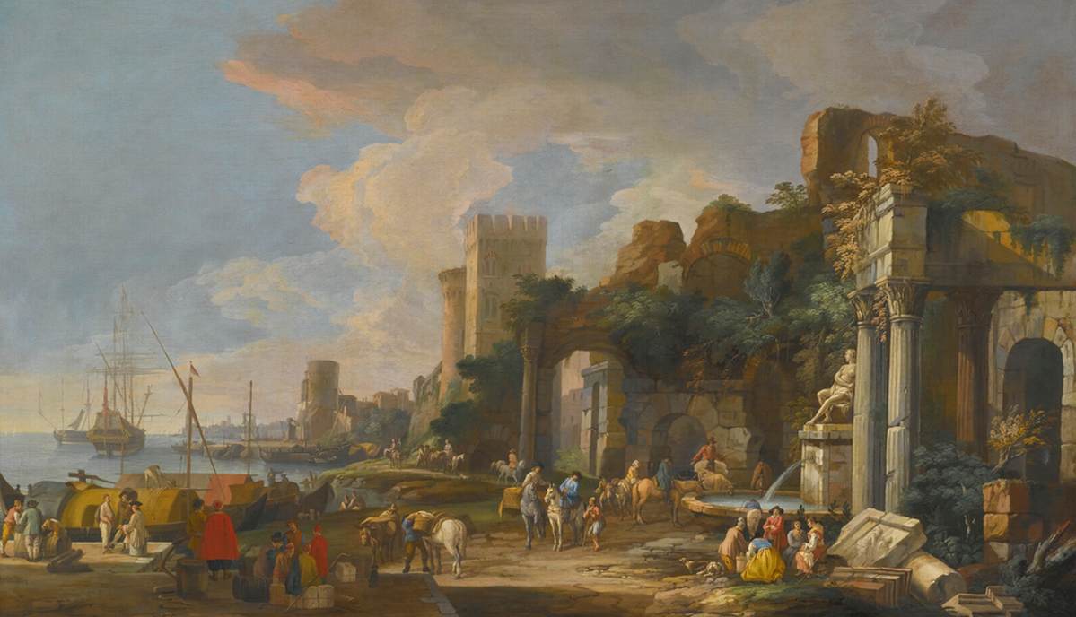 Capriccio View of a Mediterranean Port by CARLEVARIS, Luca