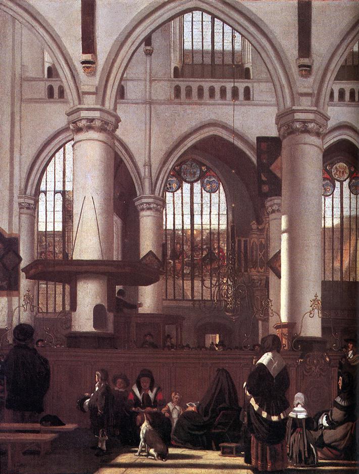 The Interior of the Oude Kerk, Amsterdam, during a Sermon by WITTE, Emanuel de