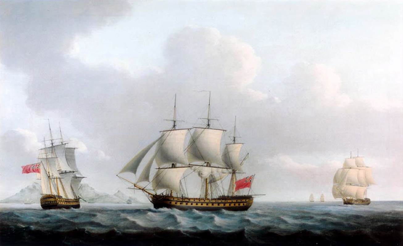 An English 3rd-Rate Ship of the Line in Three Positions by ANDERSON, William