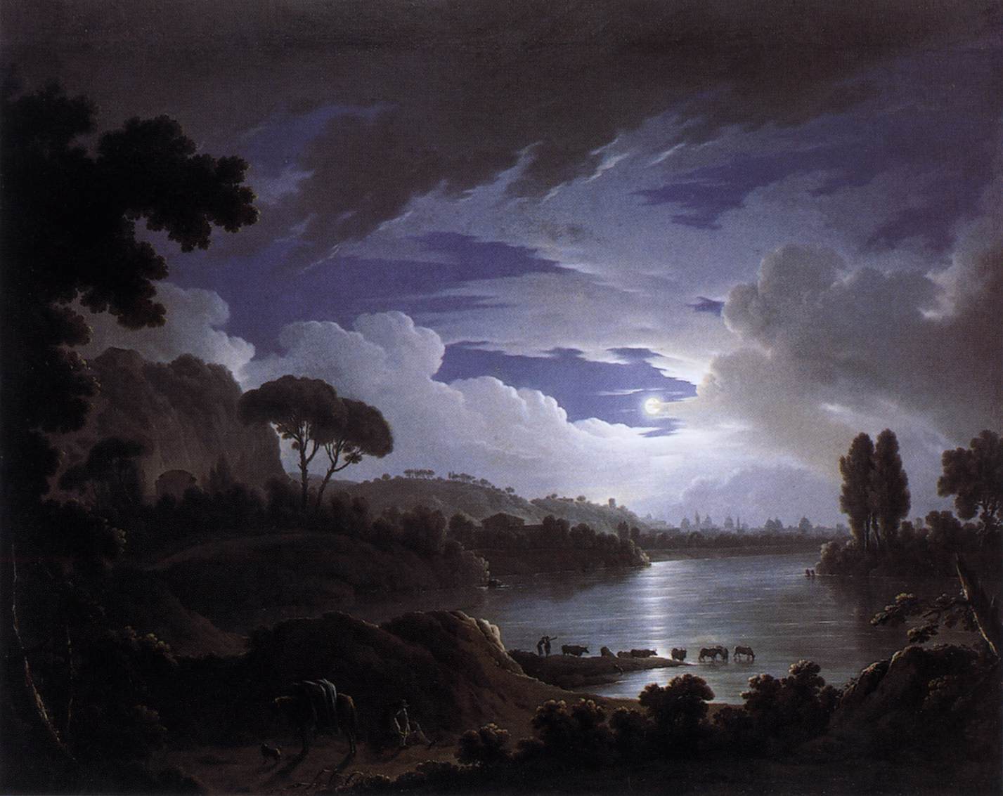 Moonlit Scene on the Tiber near Rome by WUTKY, Michael