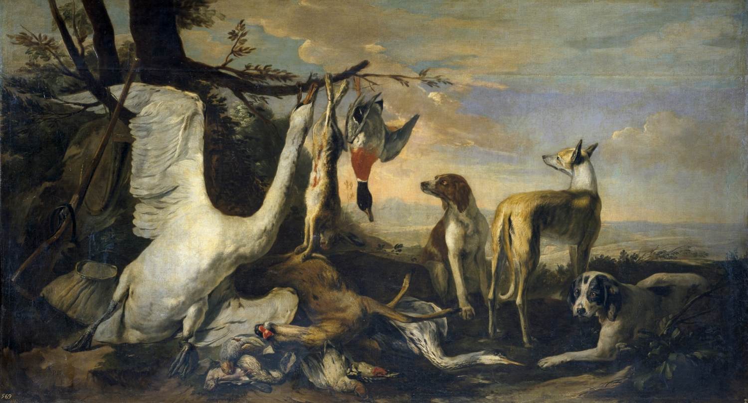 Hunting Still-Life with Dogs and a Dead Swan by