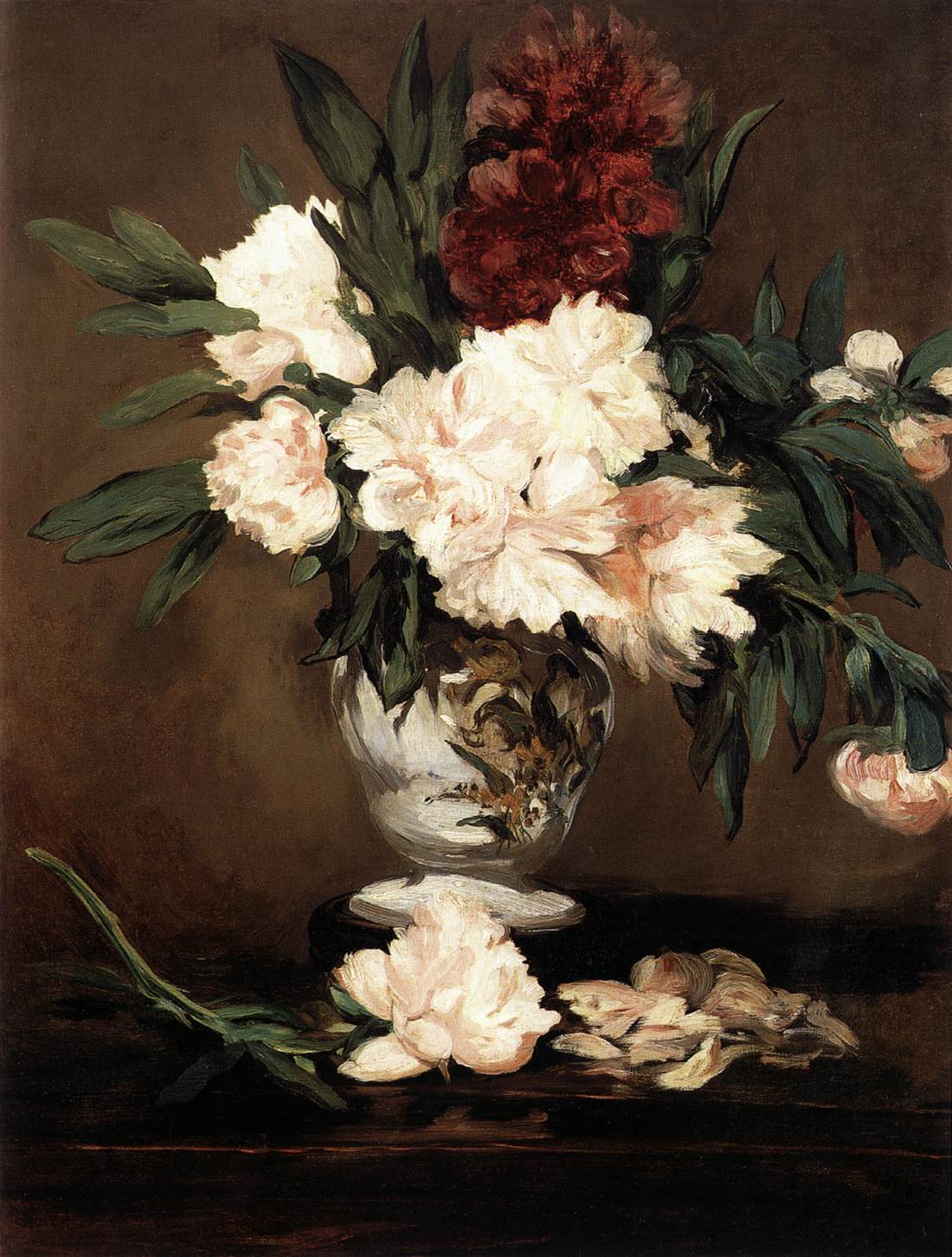 Vase of Peonies on a Pedestal by