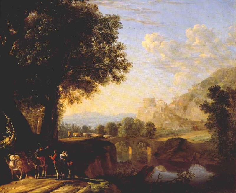 Italian Landscape with Bridge and Castle by