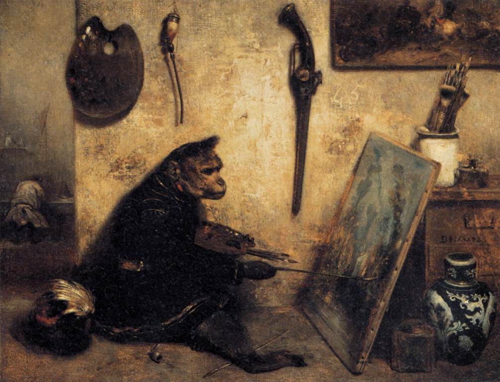 The Monkey Painter by DECAMPS, Alexandre Gabriel