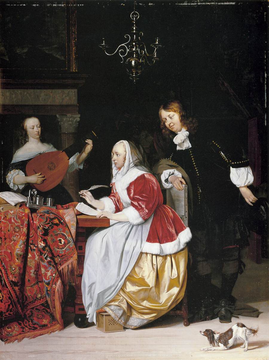 A Young Woman Composing Music by METSU, Gabriel